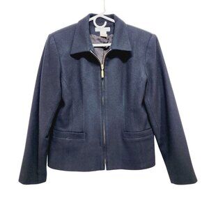 Stephanie Andrews blazer jacket Women's 100% Wool Size 4 Black Full Zip